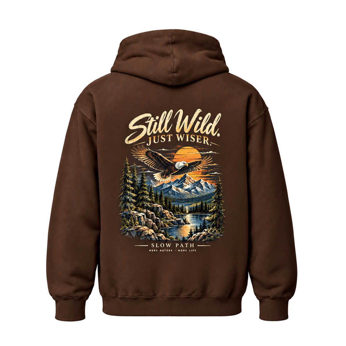 Slow Path Vintage Eagle & Mountain Graphic  Hoodie