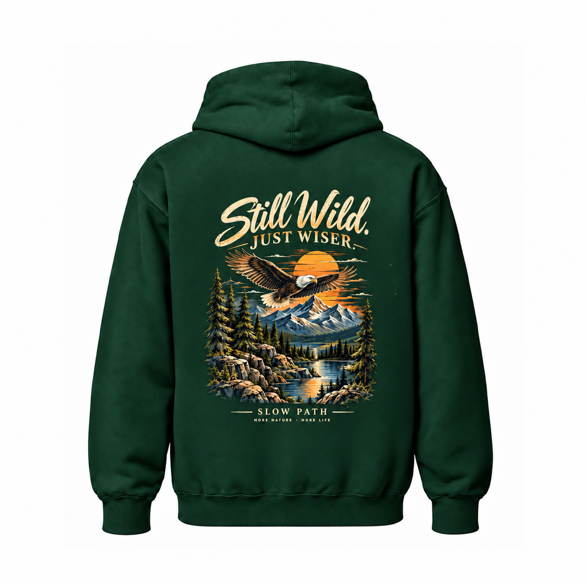 Slow Path Vintage Eagle & Mountain Graphic  Hoodie