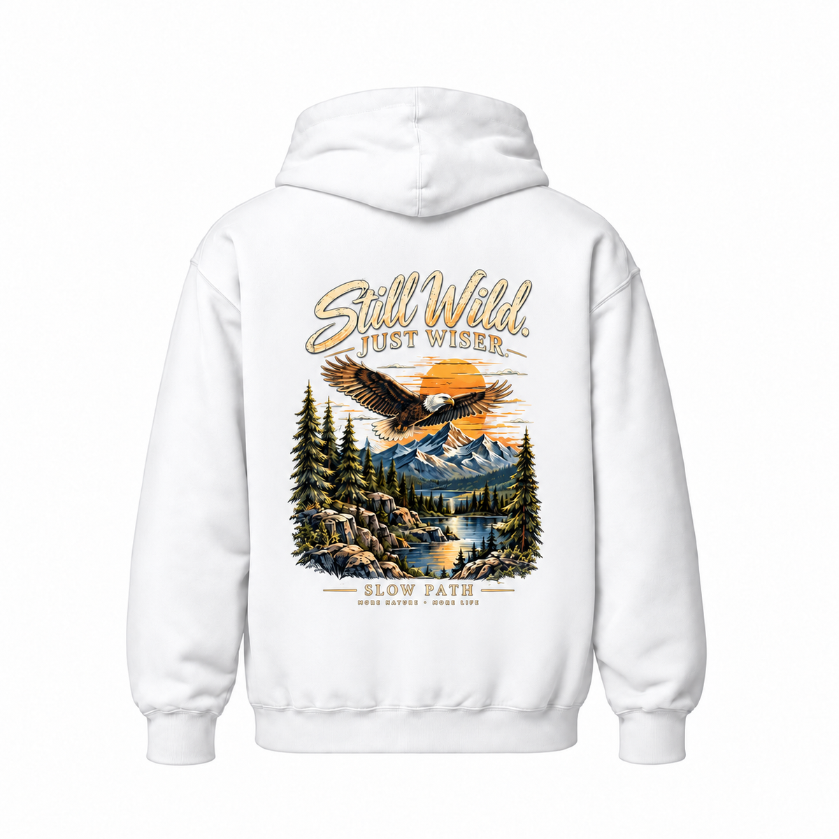 Slow Path Vintage Eagle & Mountain Graphic  Hoodie