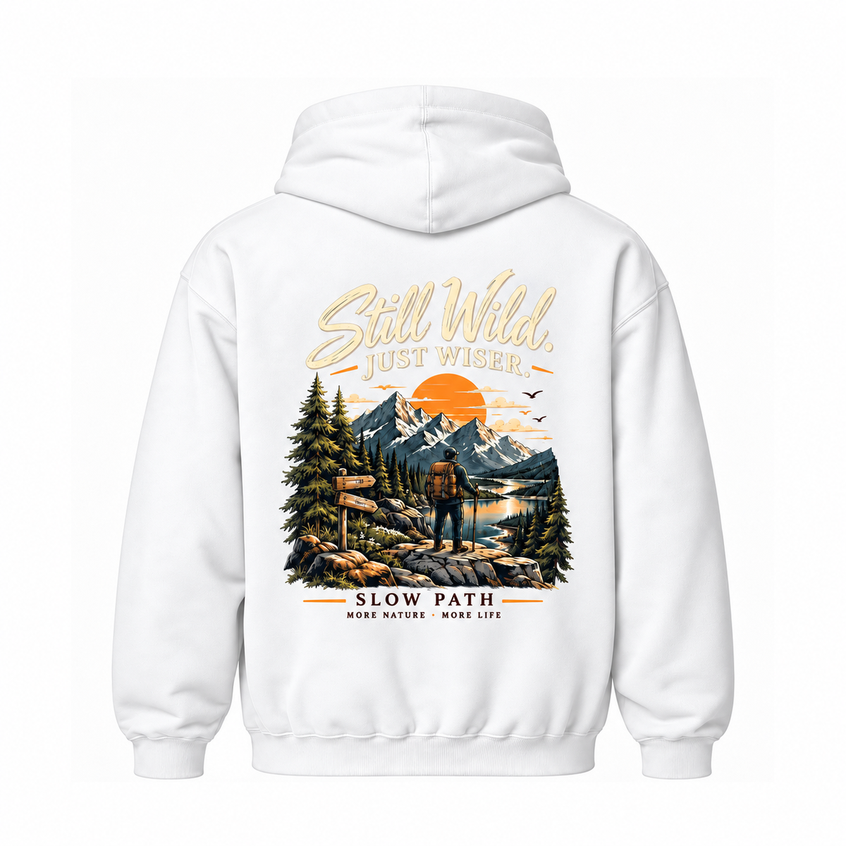 Slow Path Vintage Mountain Hiking & Outdoor Adventure  Hoodie