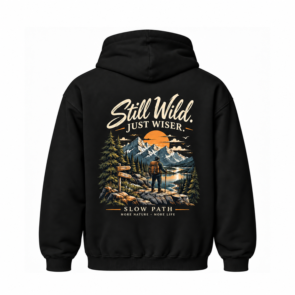 Slow Path Vintage Mountain Hiking & Outdoor Adventure  Hoodie