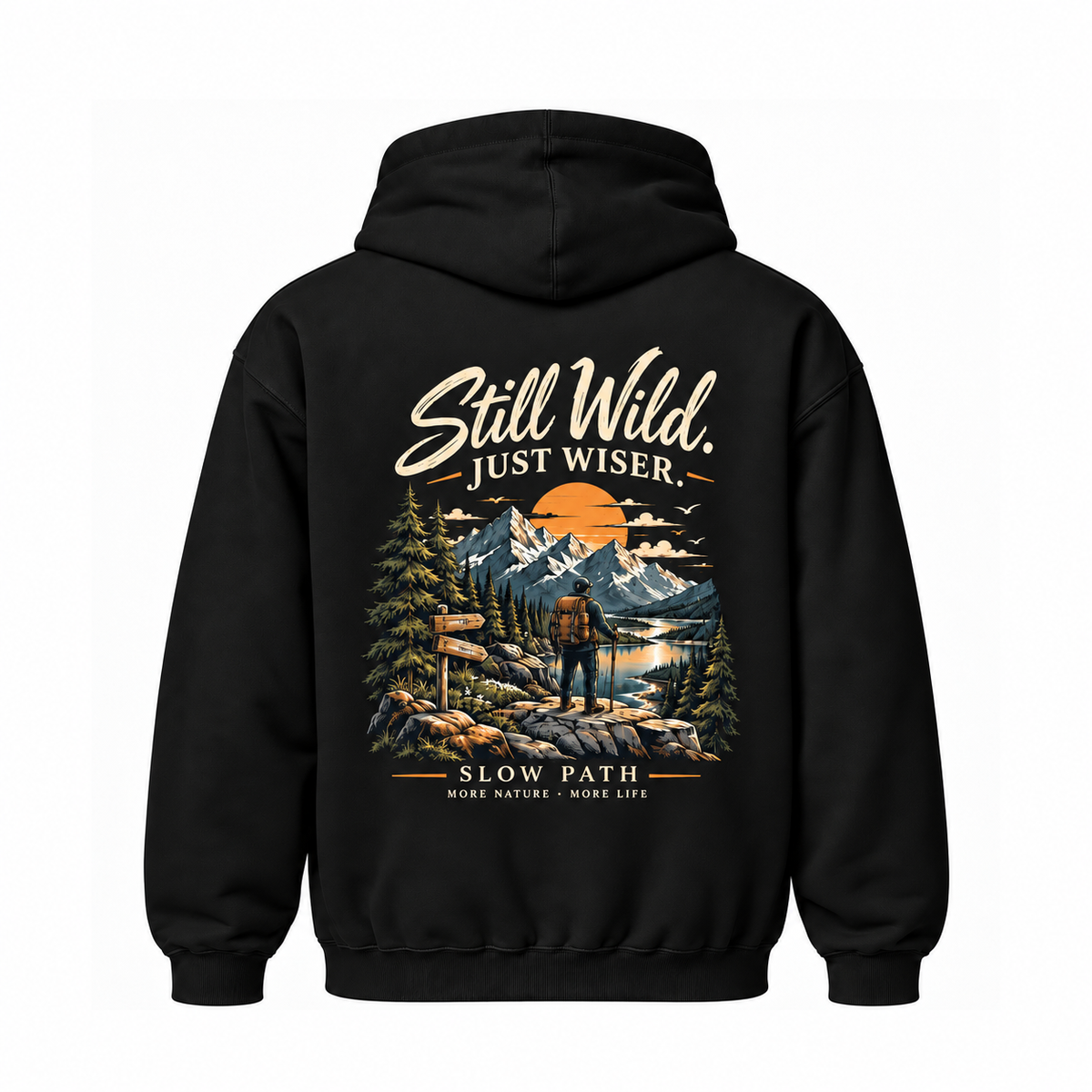 Slow Path Vintage Mountain Hiking & Outdoor Adventure  Hoodie