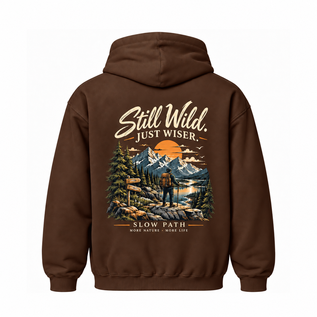 Slow Path Vintage Mountain Hiking & Outdoor Adventure  Hoodie