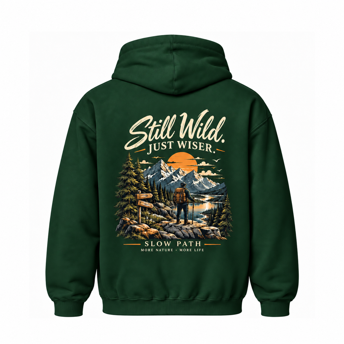 Slow Path Vintage Mountain Hiking & Outdoor Adventure  Hoodie