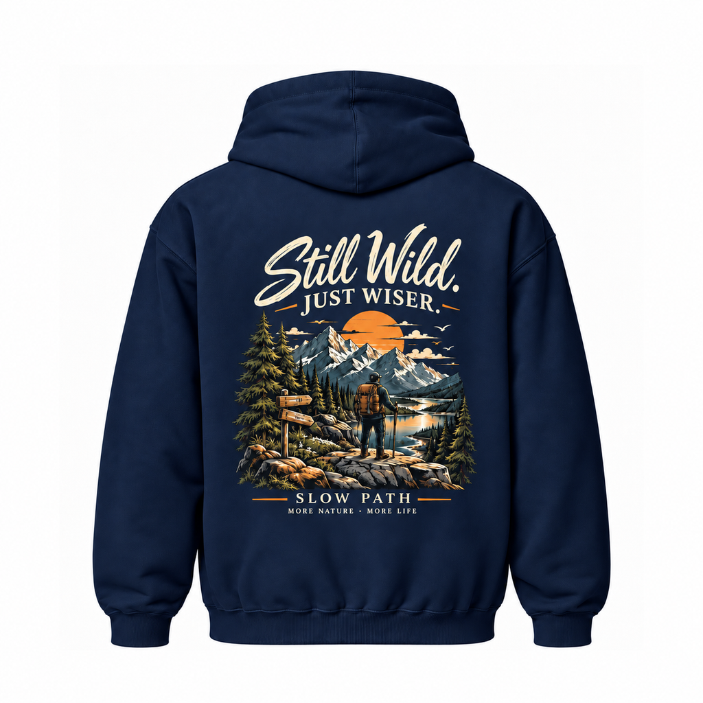 Slow Path Vintage Mountain Hiking & Outdoor Adventure  Hoodie