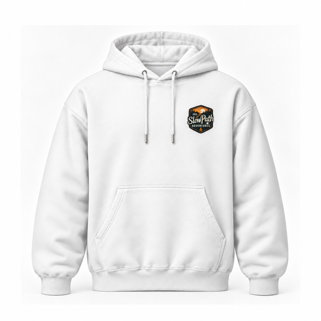 Slow Path Vintage Desert Off-Road Adventure & Canyon Sunset Graphic Hoodie