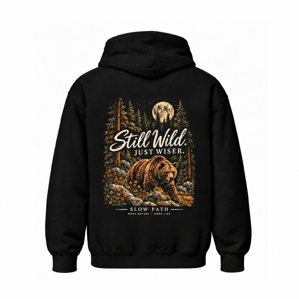 Slow Path Vintage Forest Bear Graphic Hoodie