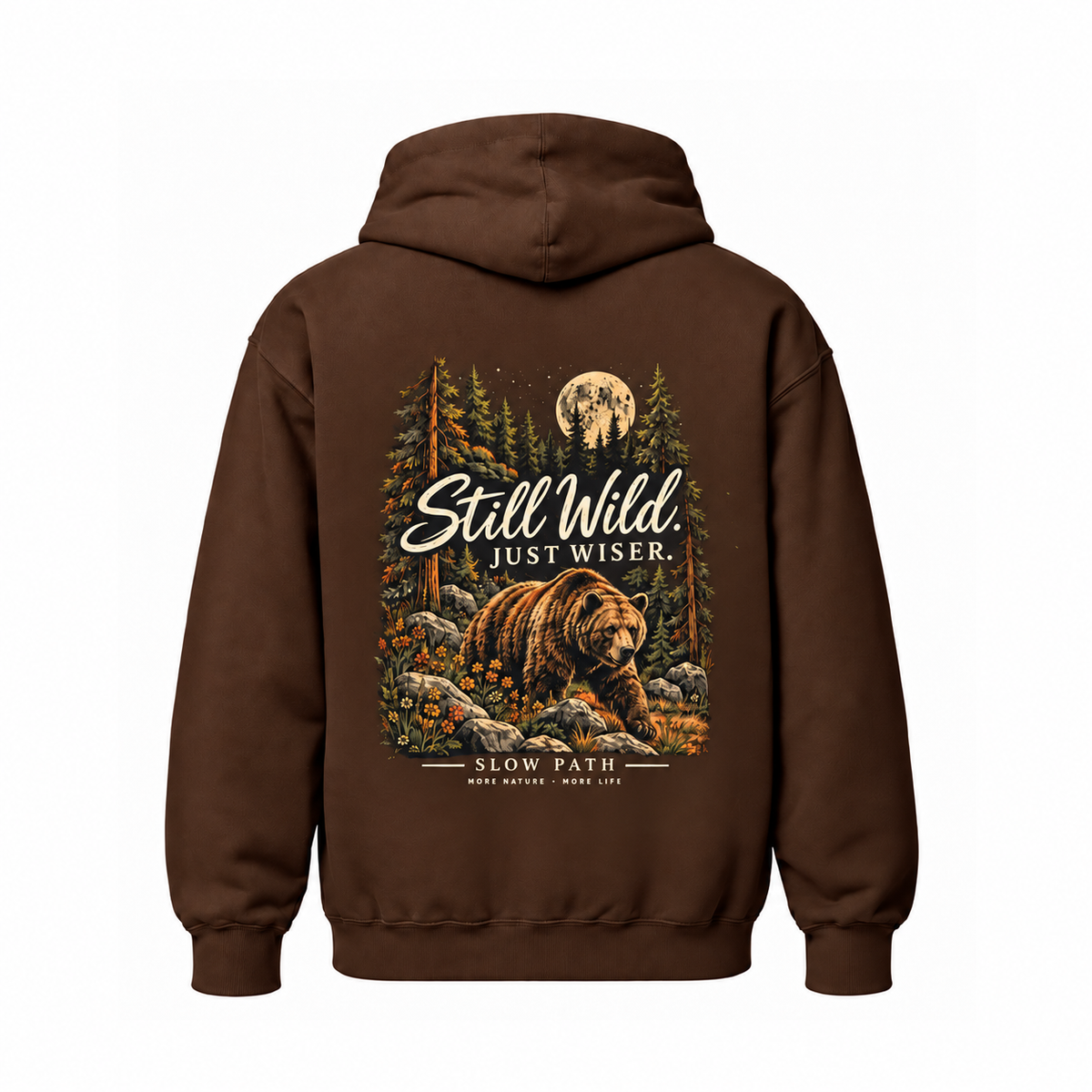Slow Path Vintage Forest Bear Graphic Hoodie