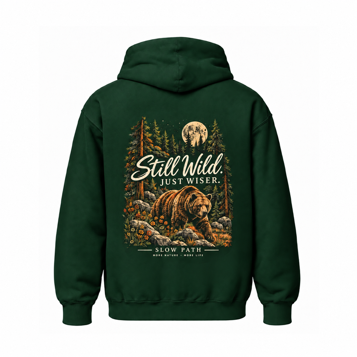 Slow Path Vintage Forest Bear Graphic Hoodie