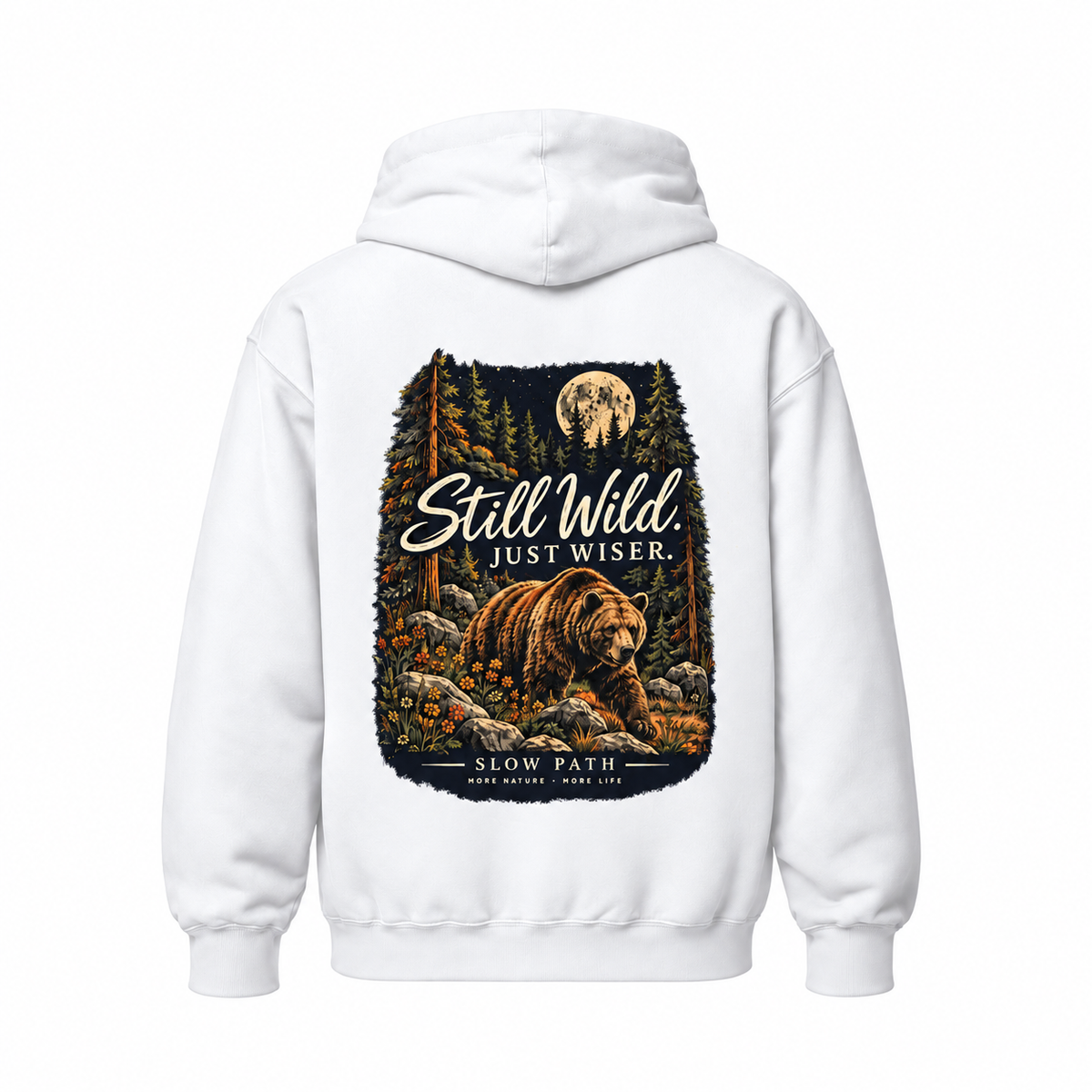 Slow Path Vintage Forest Bear Graphic Hoodie