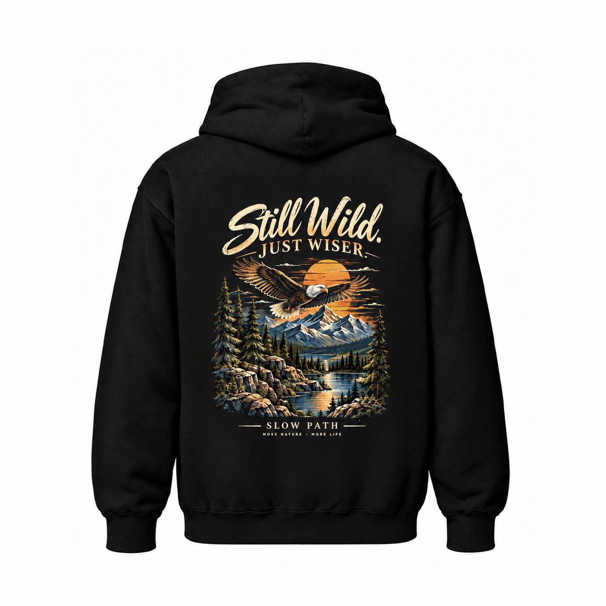 Slow Path Vintage Eagle & Mountain Graphic  Hoodie