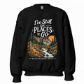 Slow Path Vintage Mountain Waterfall, Forest Bridge & Hiking Adventure Graphic Sweatshirt