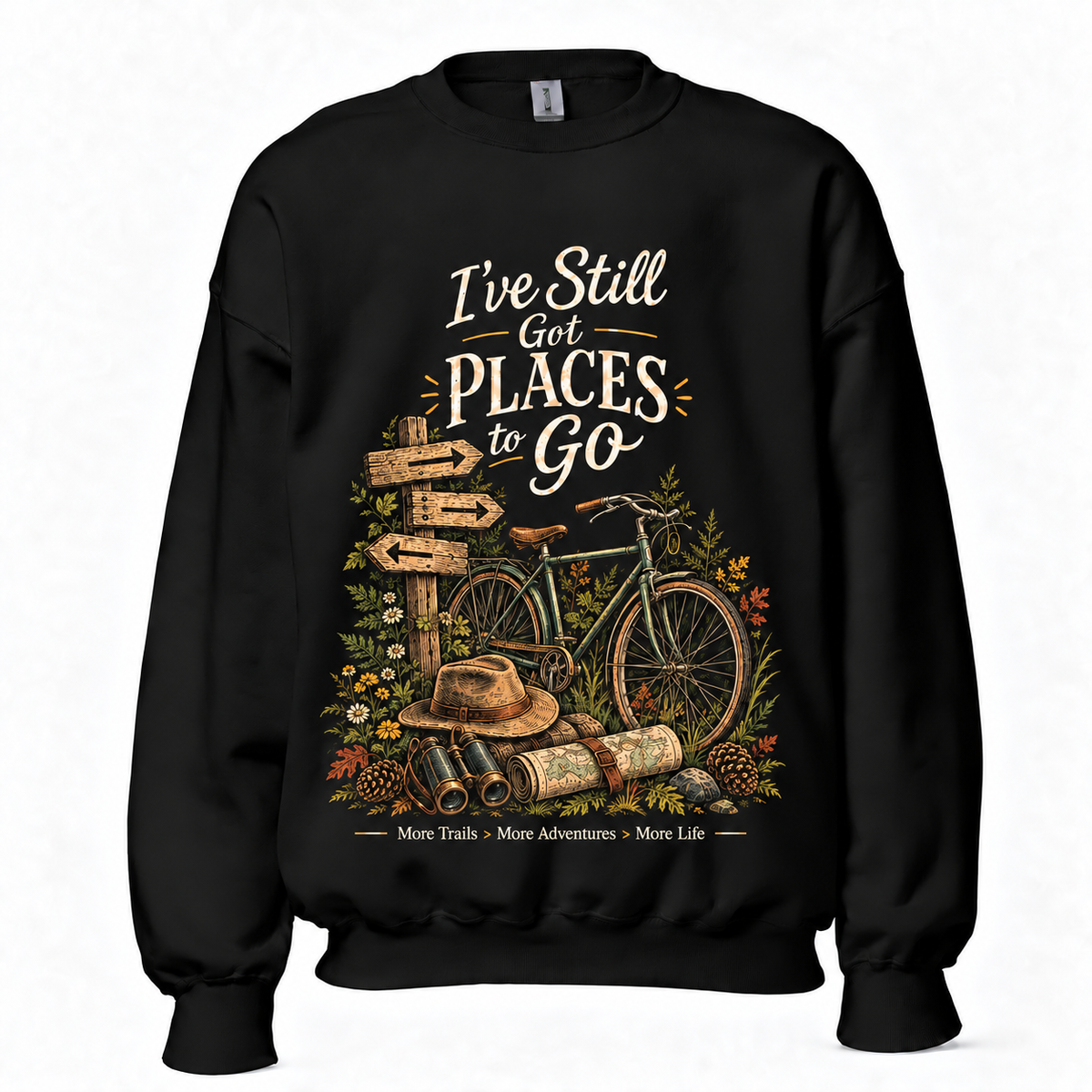 Slow Path Vintage Bicycle, Cycling Trail & Outdoor Adventure Graphic Sweatshirt