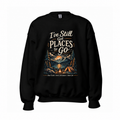 Slow Path Vintage Mountain Camping & Sunset Lake Graphic  Sweatshirt