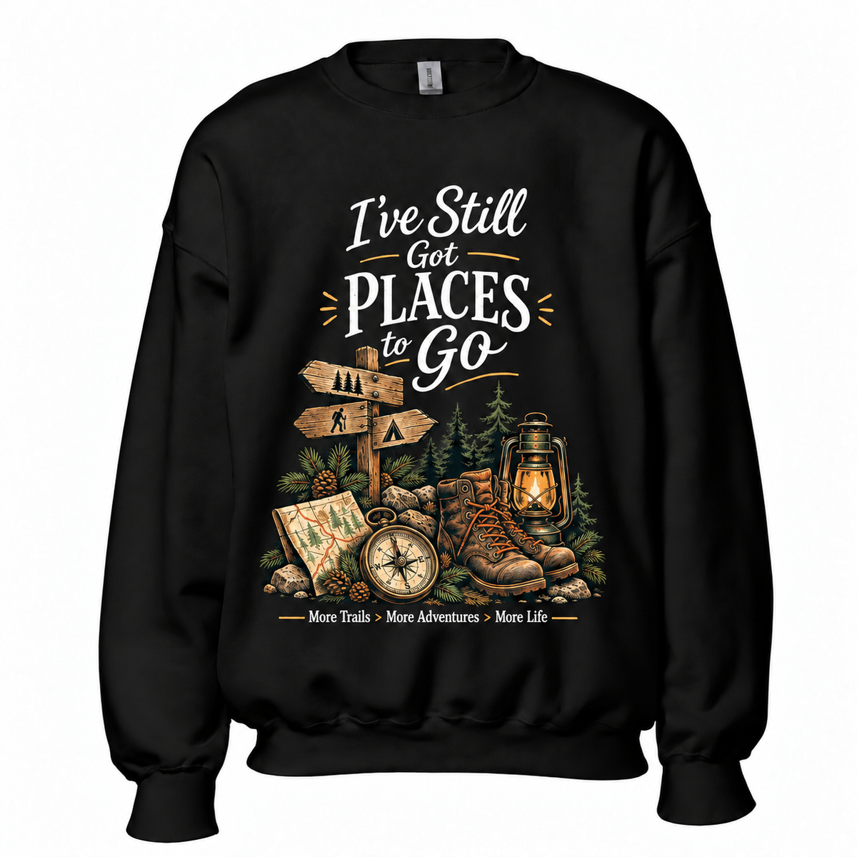 Slow Path Vintage Hiking Gear, Camping Lantern & Outdoor Adventure Graphic Sweatshirt
