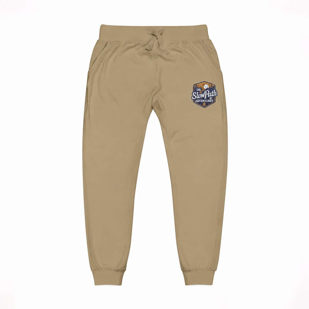 Slow Path Sweatpants, Mountain Graphic Embroidered Logo, Casual Athletic Streetwear Pants