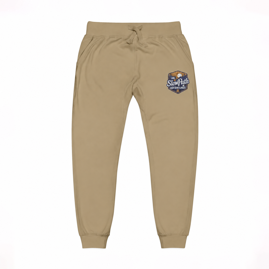 Slow Path Sweatpants, Mountain Graphic Embroidered Logo, Casual Athletic Streetwear Pants